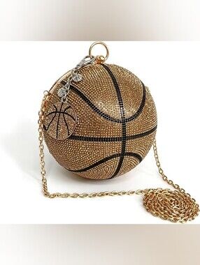 Gold Rhinestone Basketball Evening Purse